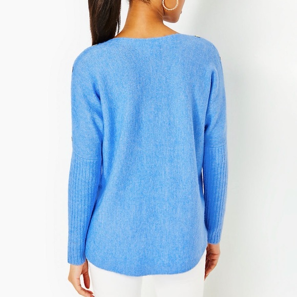 NWT Lilly Pulitzer Arna Sweater Heathered Abaco Blue– Beautiful Size Large - Picture 13 of 14